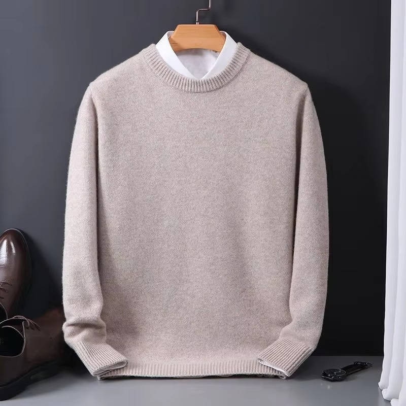 Men's Classic Crew Neck Sweater With Mock Collar Detail