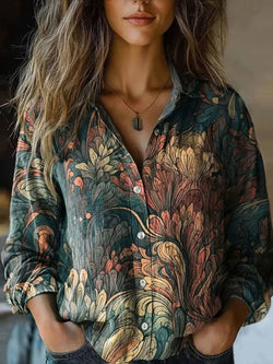 Women's Floral Blouse Long Sleeve