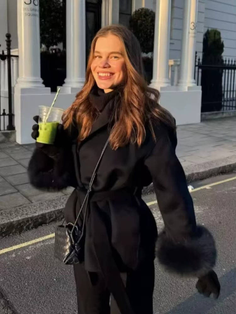 Women's Wrap Short Coat with Belt