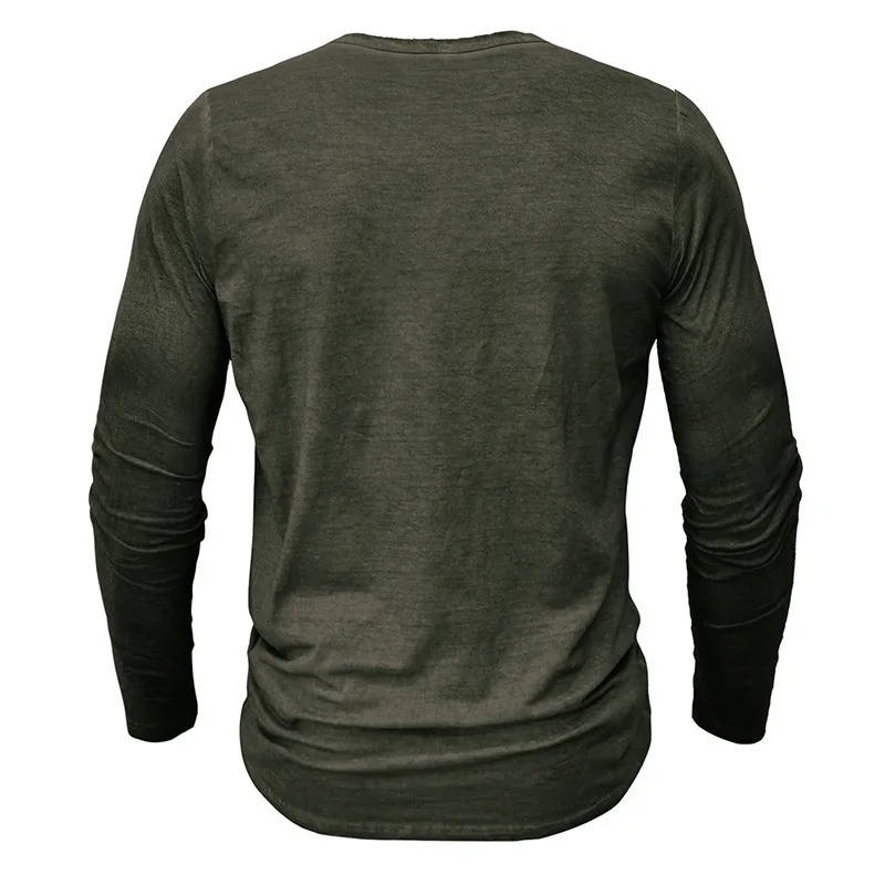 Long Sleeve Henley Shirt Men