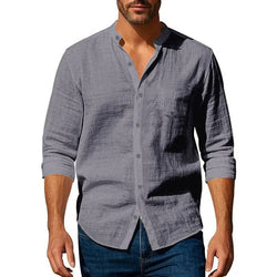 Long Sleeve Button Up Casual Linen Men’s Shirt