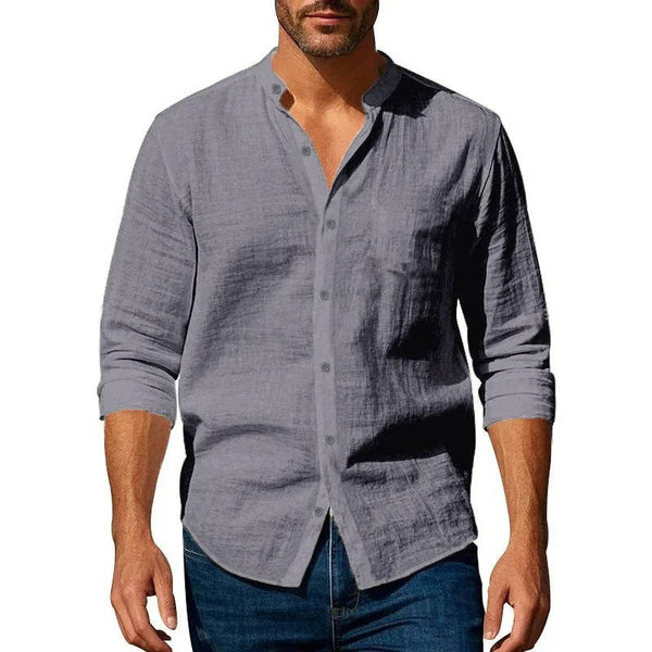 Long Sleeve Button Up Casual Linen Men’s Shirt