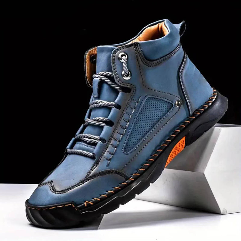 Men's Comfortable Leather Hiking Boots - Waterproof, Arch Support & Pressure Relief