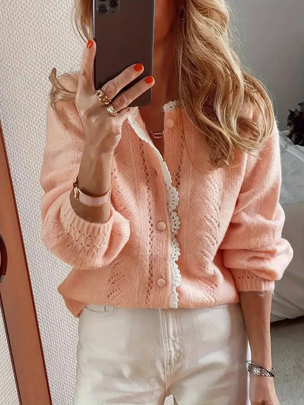 Long Sleeved Cardigan Knitted Sweater