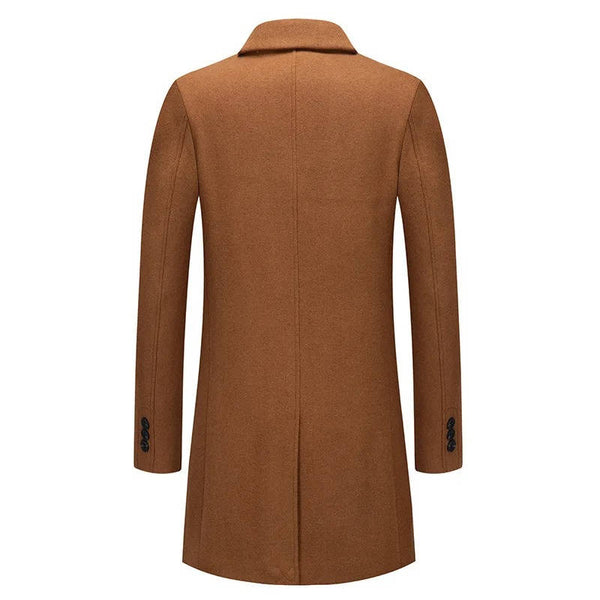 Men's Camel Wool Blend Single Breasted Overcoat