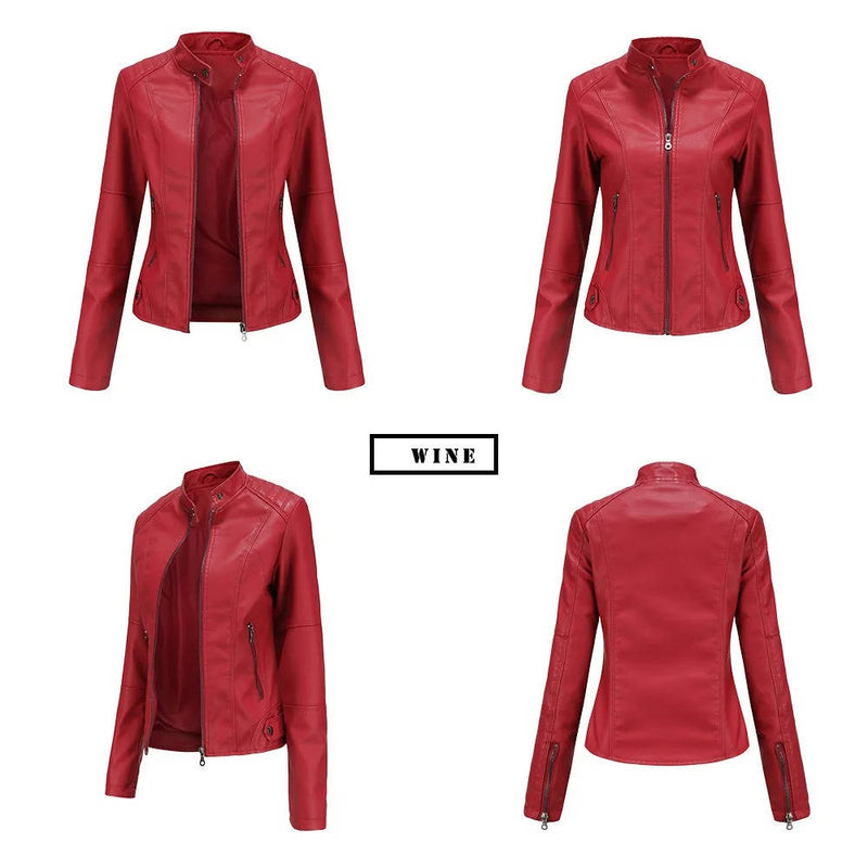 Slim Fit Leather Jacket Women