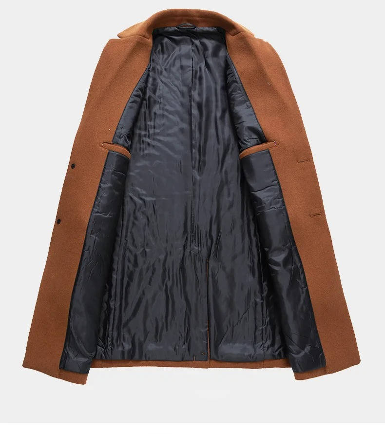 Men's Camel Wool Blend Single Breasted Overcoat