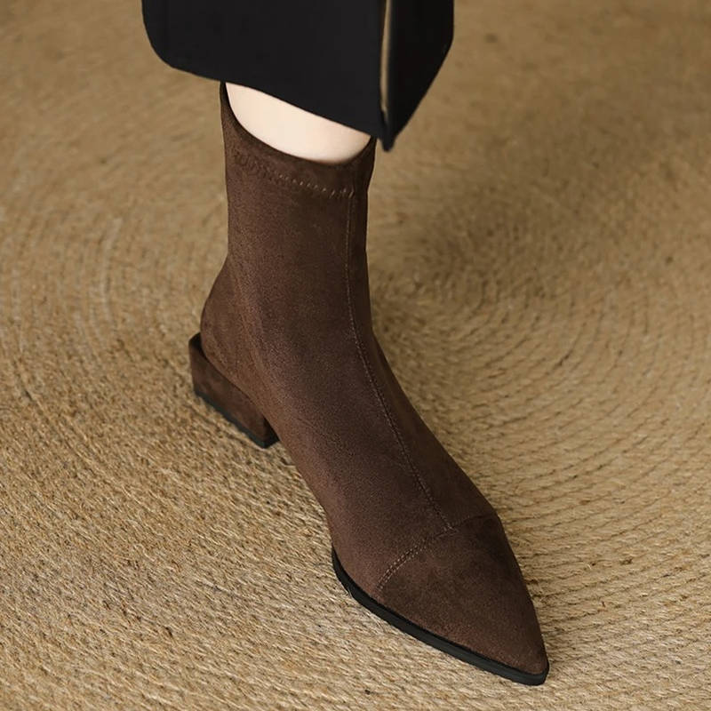 Women's Suede Ankle Boots Low Heel