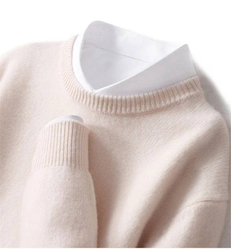 Men's Classic Crew Neck Sweater With Mock Collar Detail