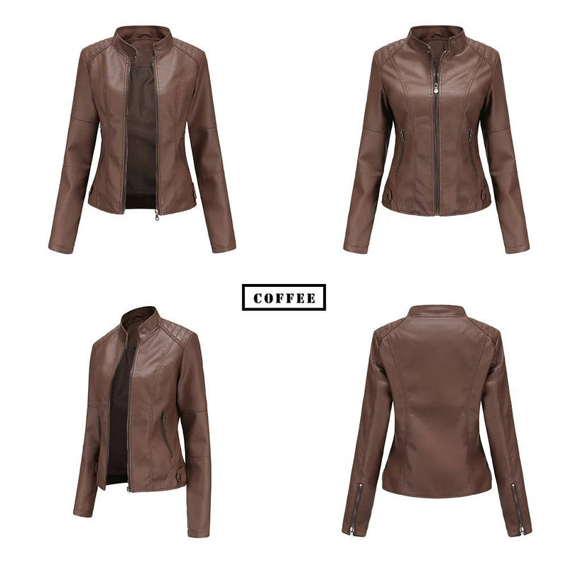 Slim Fit Leather Jacket Women