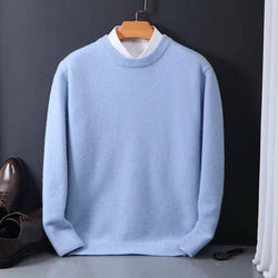 Men's Classic Crew Neck Sweater With Mock Collar Detail