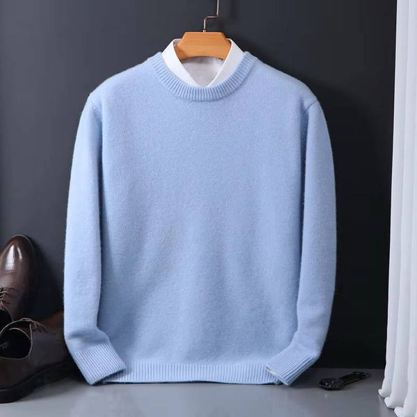 Men's Classic Crew Neck Sweater With Mock Collar Detail