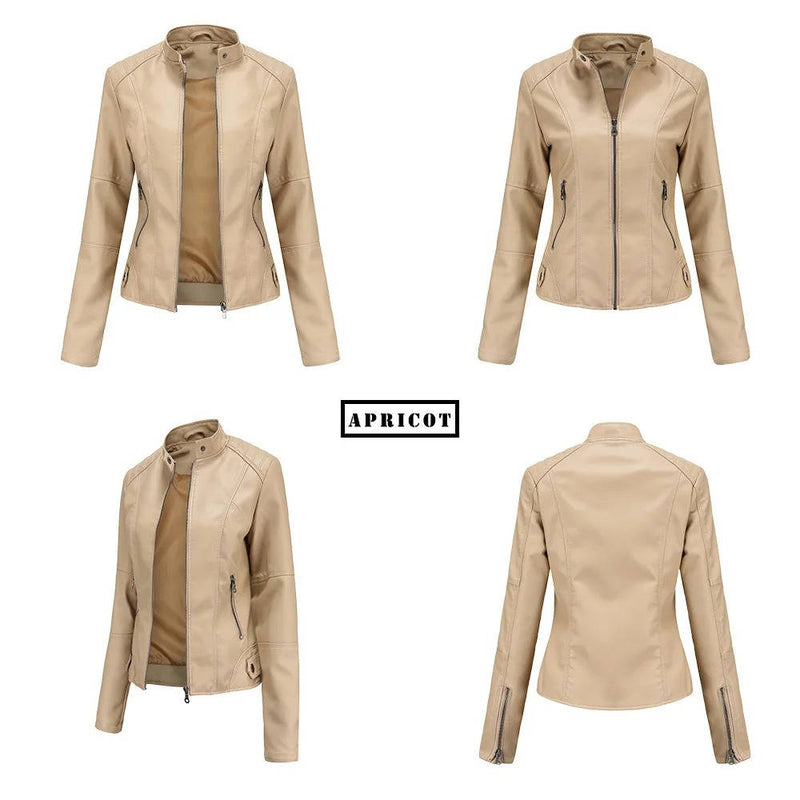 Slim Fit Leather Jacket Women