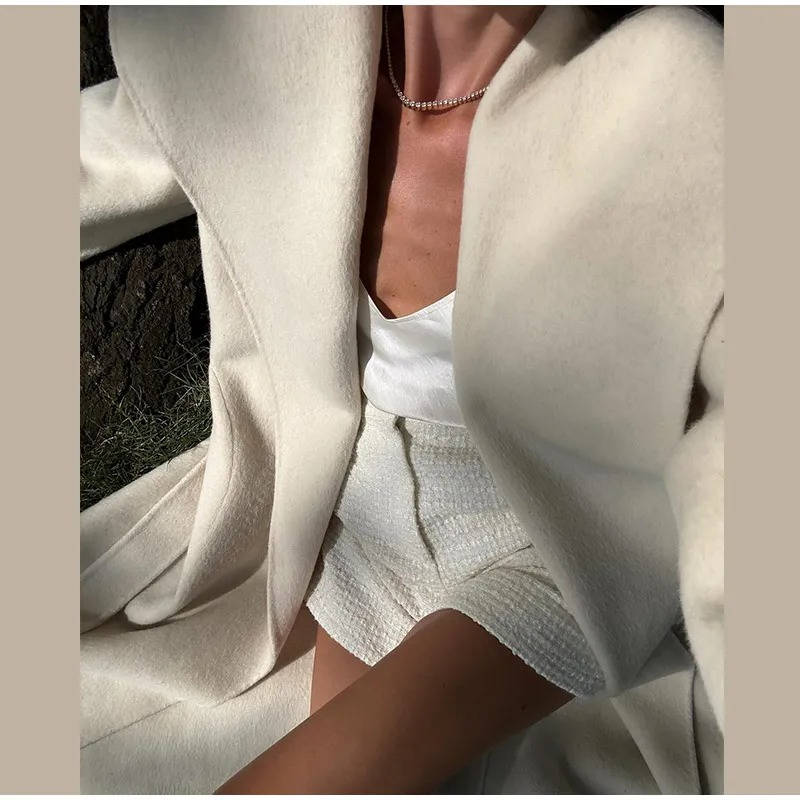 Women's Lace Up Wool Overcoat