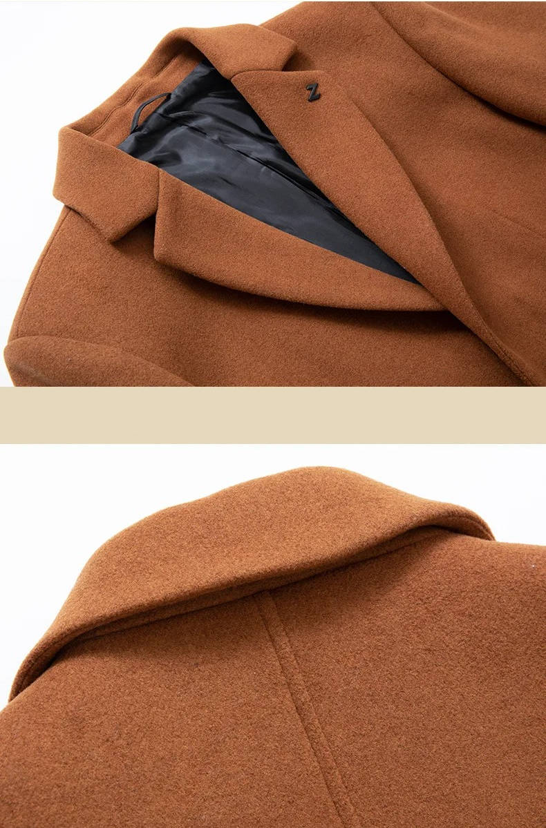 Men's Camel Wool Blend Single Breasted Overcoat
