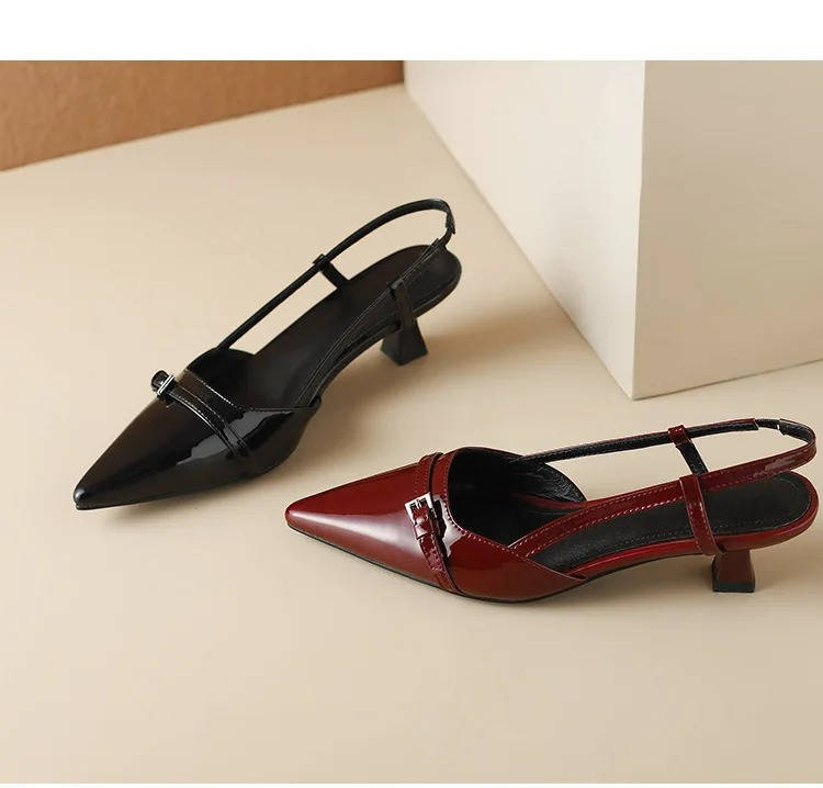 Women's Burgundy Slingback Kitten Heel Pumps