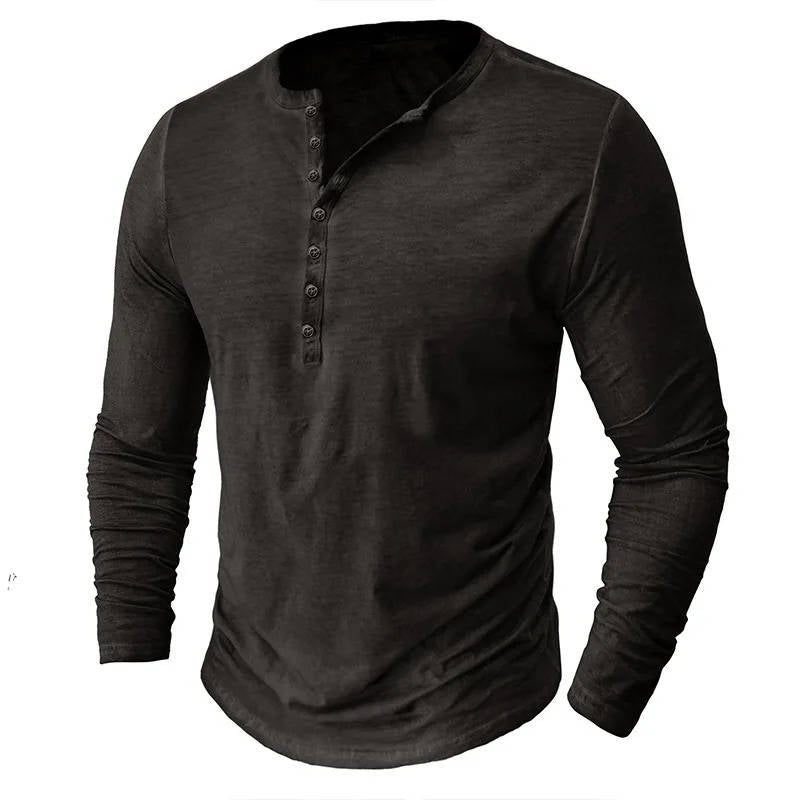 Long Sleeve Henley Shirt Men