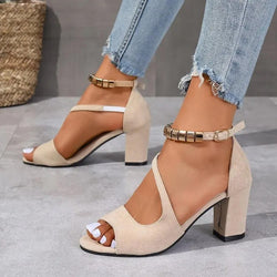 Women's Comfortable Block Heel Sandals With Ankle Strap
