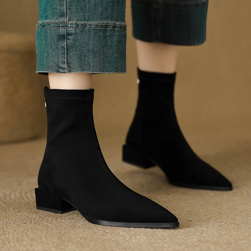 Women's Suede Ankle Boots Low Heel