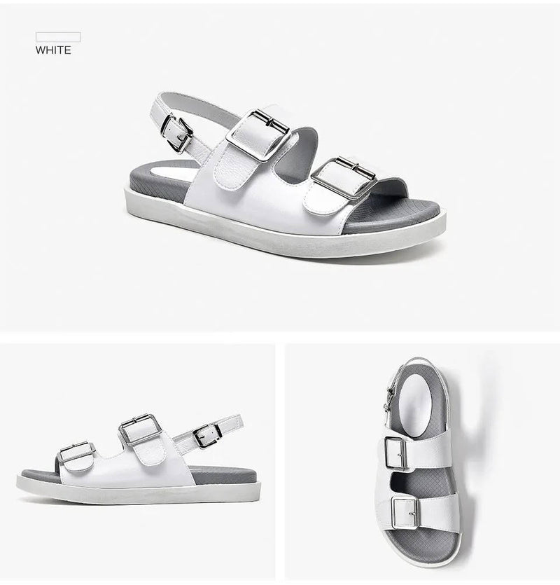 Leather Platform Buckle Sandals
