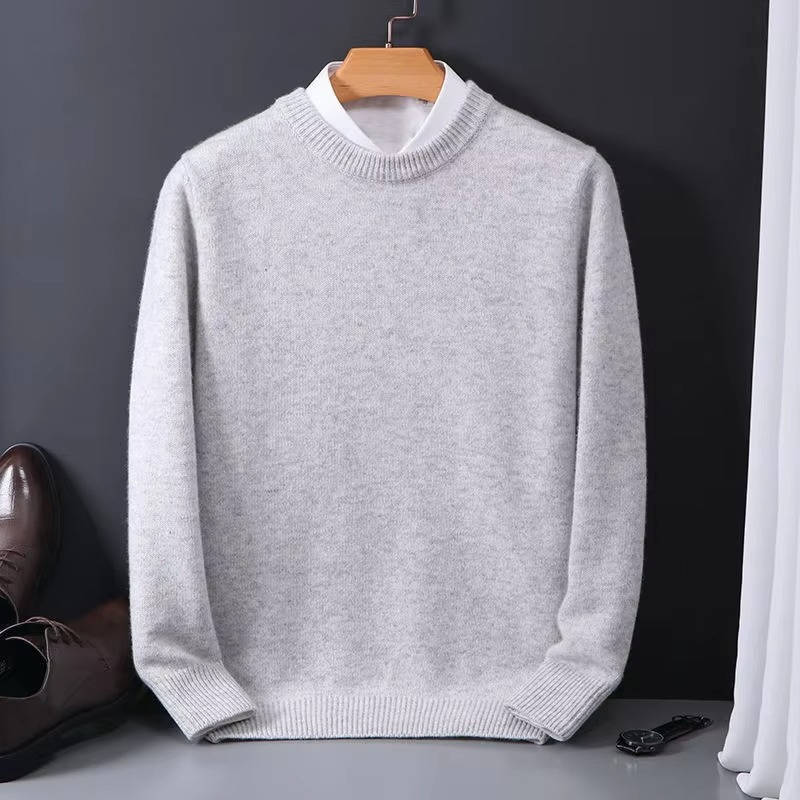 Men's Classic Crew Neck Sweater With Mock Collar Detail