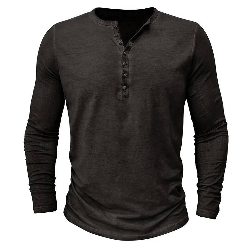 Long Sleeve Henley Shirt Men