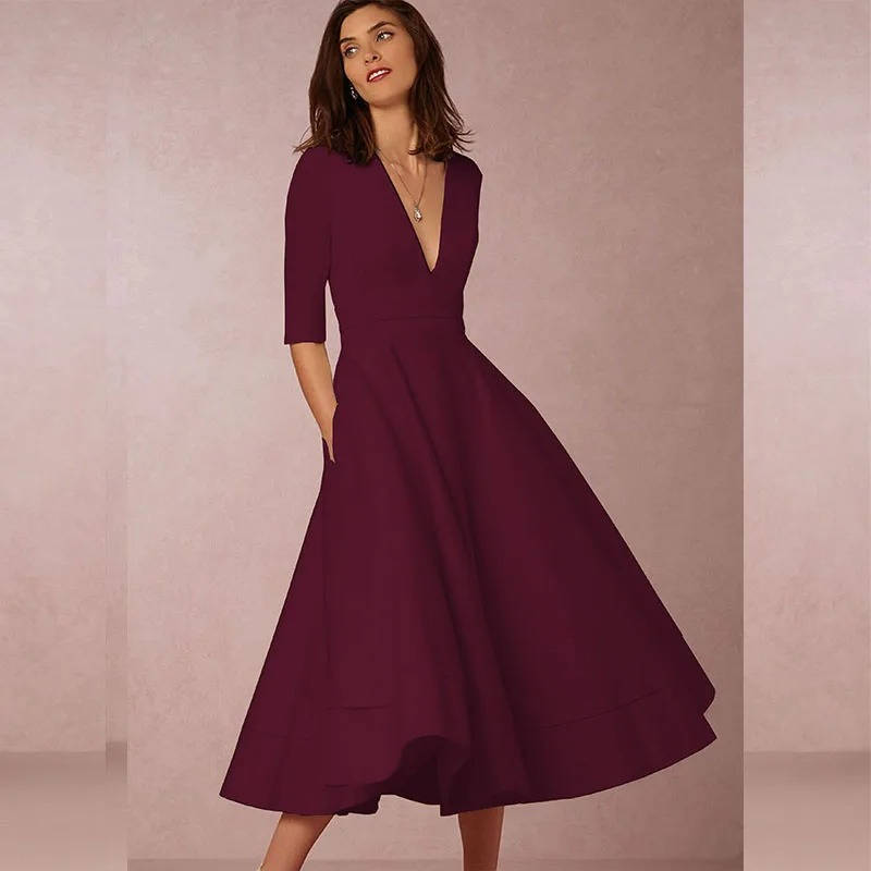 Elegant Deep V Neck Dress for Special Occasion