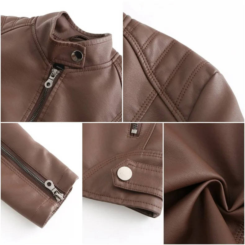 Slim Fit Leather Jacket Women