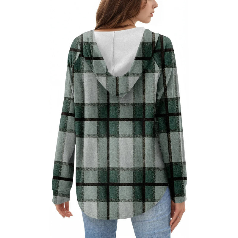 Womens Tops V Neck Button Sweatshirt with Hood