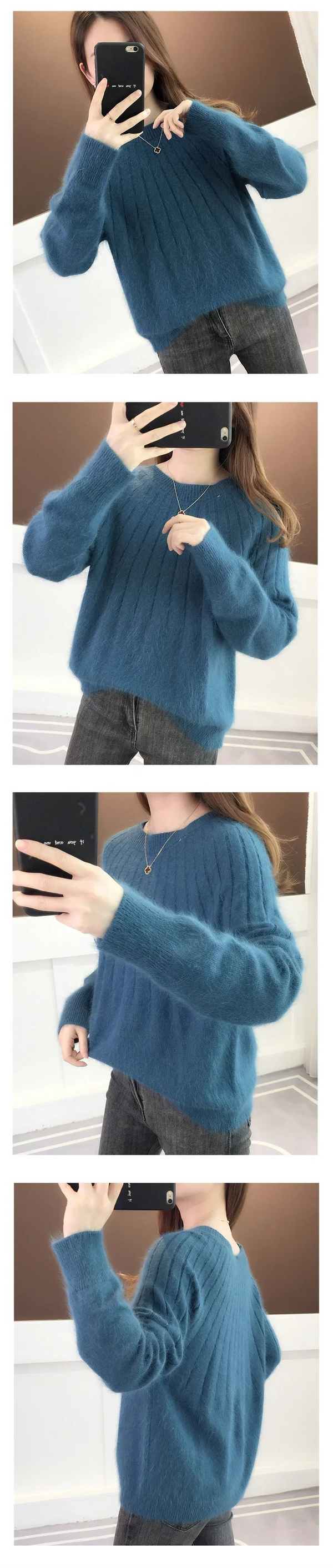 Women's Mohair Sweater With Ribbed Texture