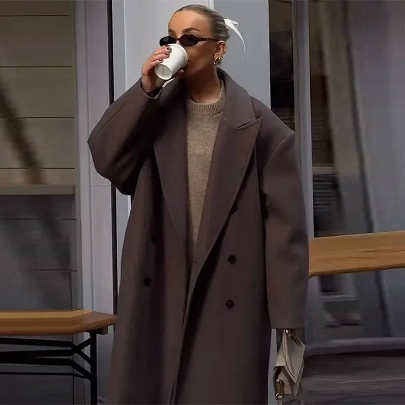 Women's Lace Up Wool Overcoat