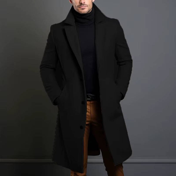 Men's Classic Long Coat Single Breasted Overcoat