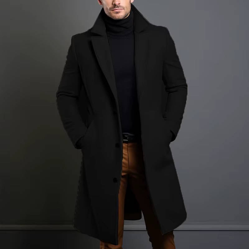 Men's Classic Long Coat Single Breasted Overcoat