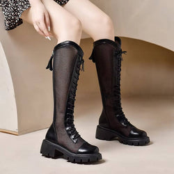 Lace Up Knee High Boots