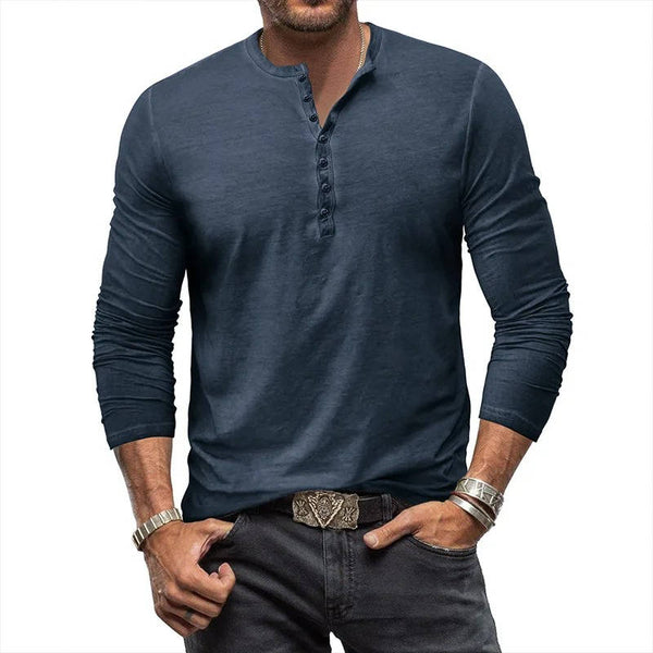 Long Sleeve Henley Shirt Men
