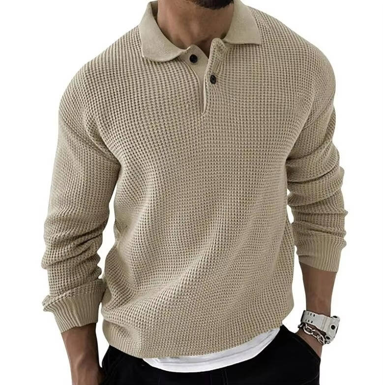 Mens Waffle Knit Long Sleeve Sweater