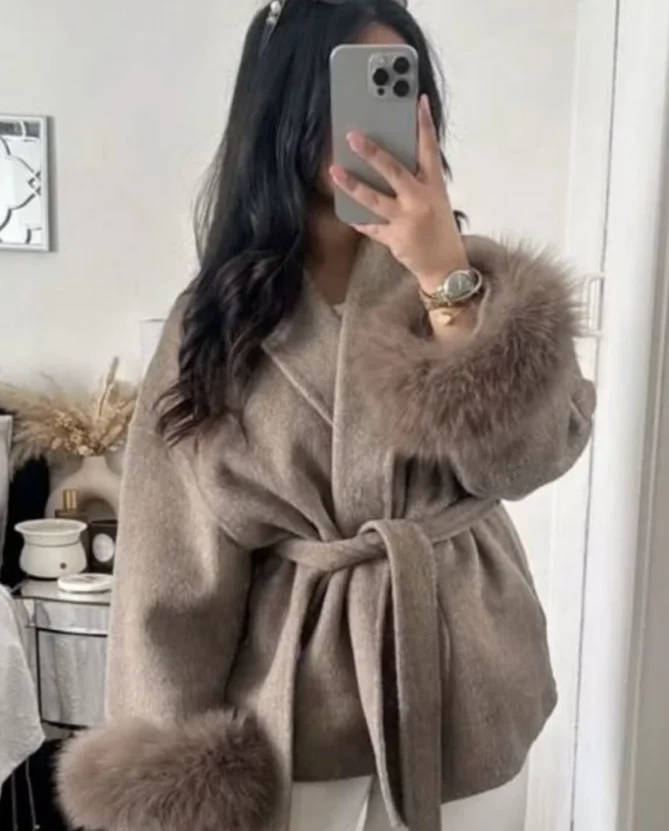 Women's Wrap Short Coat with Belt