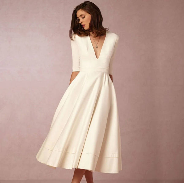 Elegant Deep V Neck Dress for Special Occasion