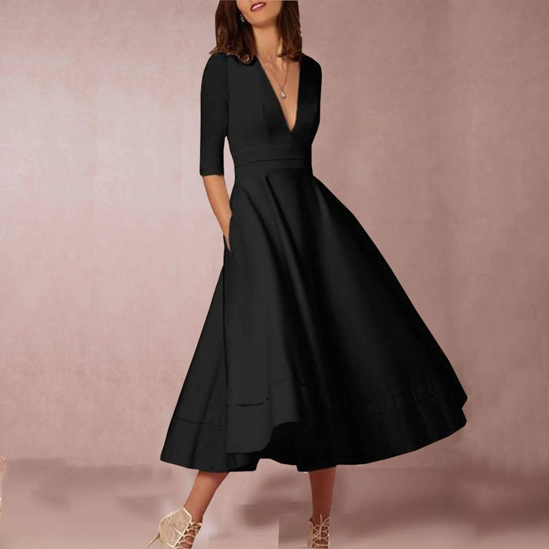Elegant Deep V Neck Dress for Special Occasion
