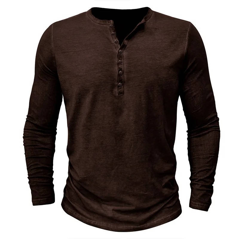 Long Sleeve Henley Shirt Men