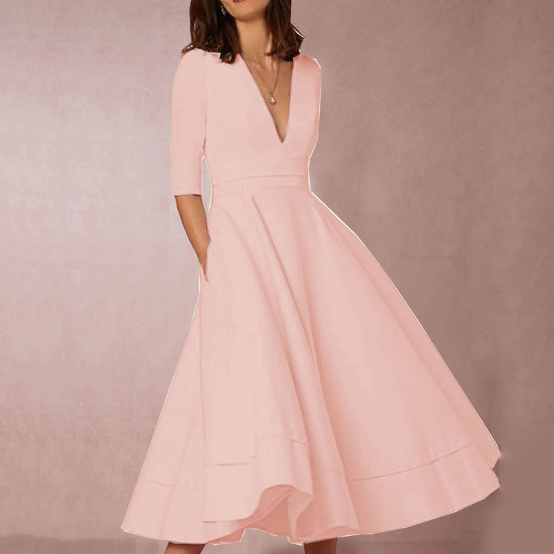 Elegant Deep V Neck Dress for Special Occasion