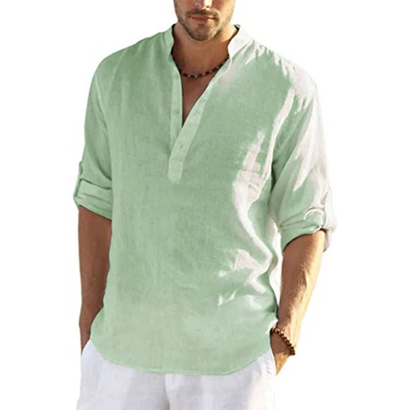 Men's Casual Henley Shirt Long Sleeves