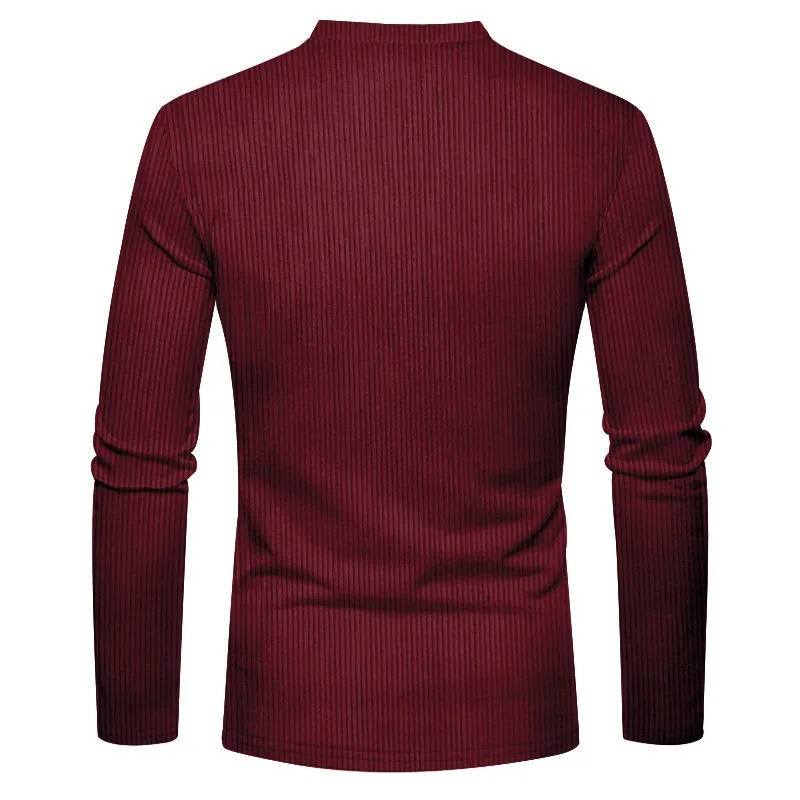 Men's Ribbed Henley Sweater With Buttons