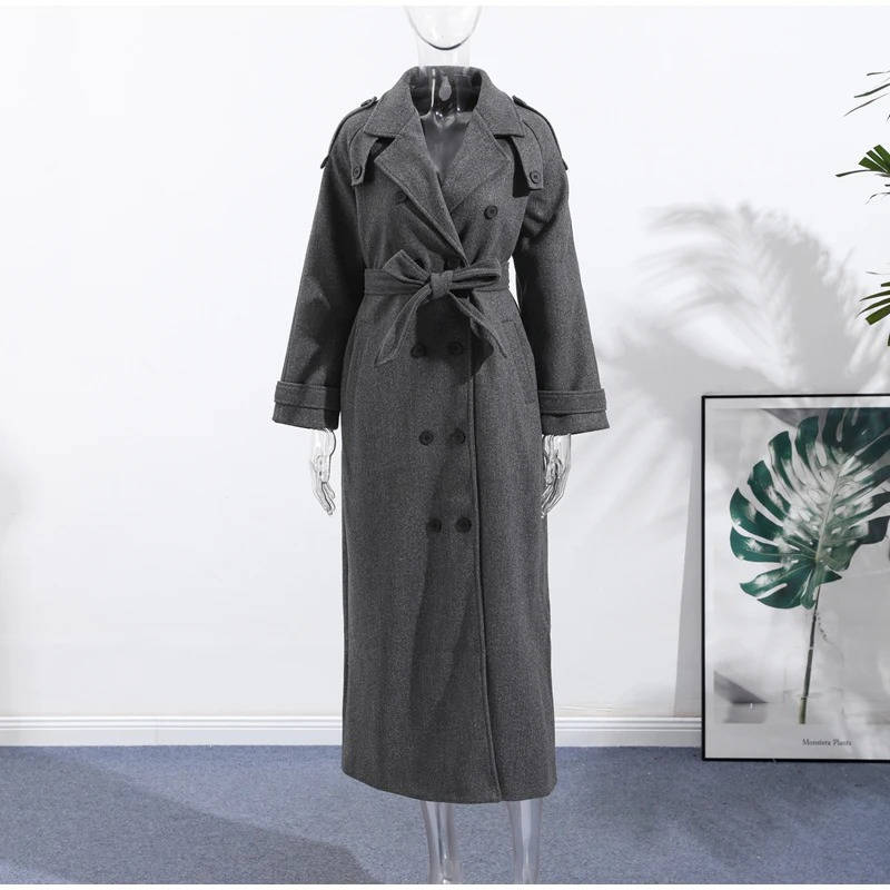 Women's Lace Up Wool Overcoat