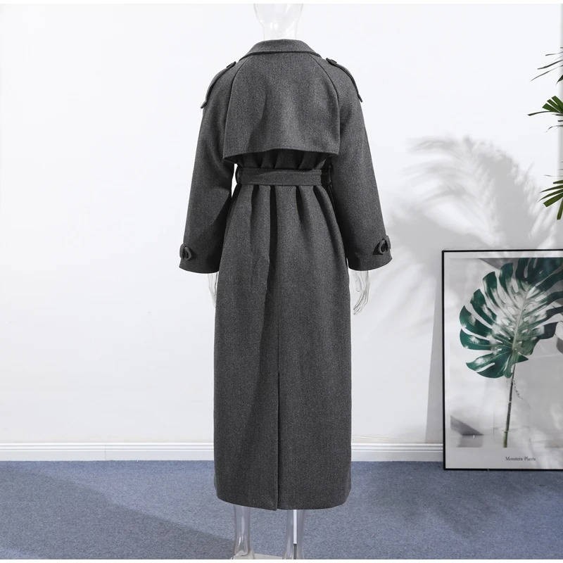 Women's Lace Up Wool Overcoat