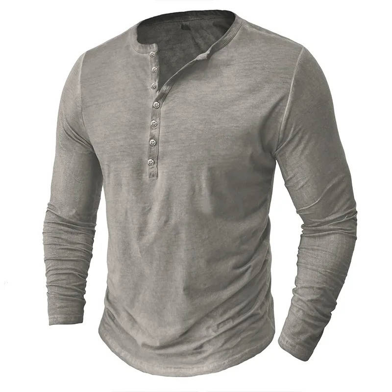 Long Sleeve Henley Shirt Men