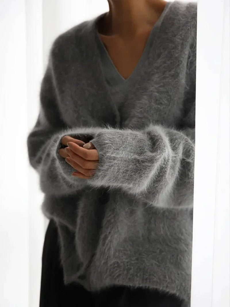 Women's Fuzzy Cropped Cardigan Sweaters With Buttons
