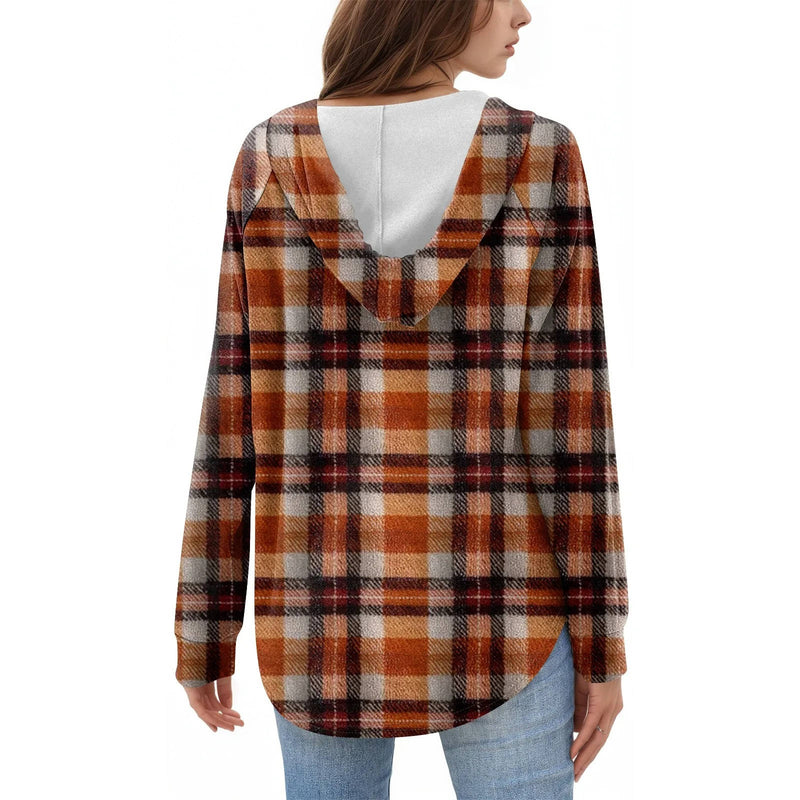 Womens Tops V Neck Button Sweatshirt with Hood