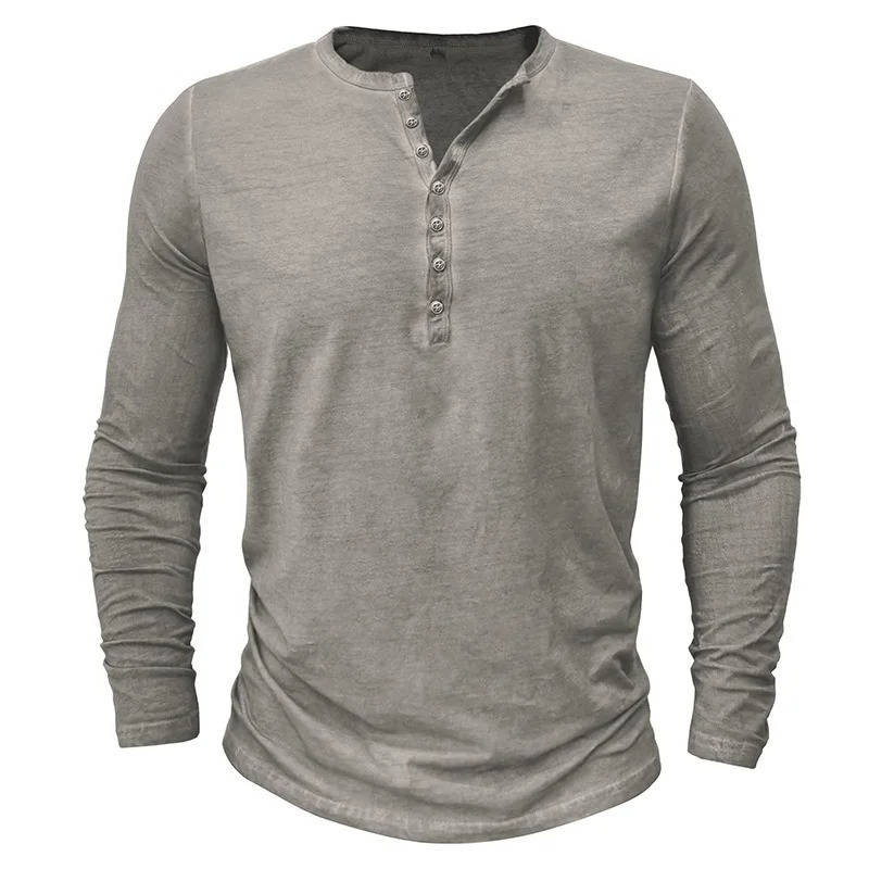 Long Sleeve Henley Shirt Men