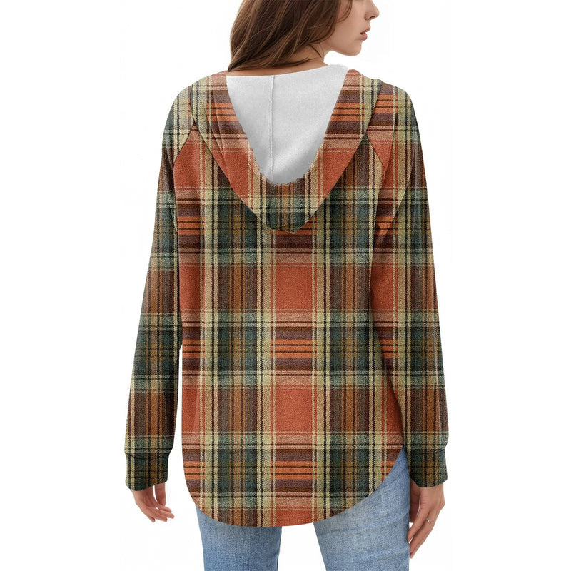 Womens Tops V Neck Button Sweatshirt with Hood